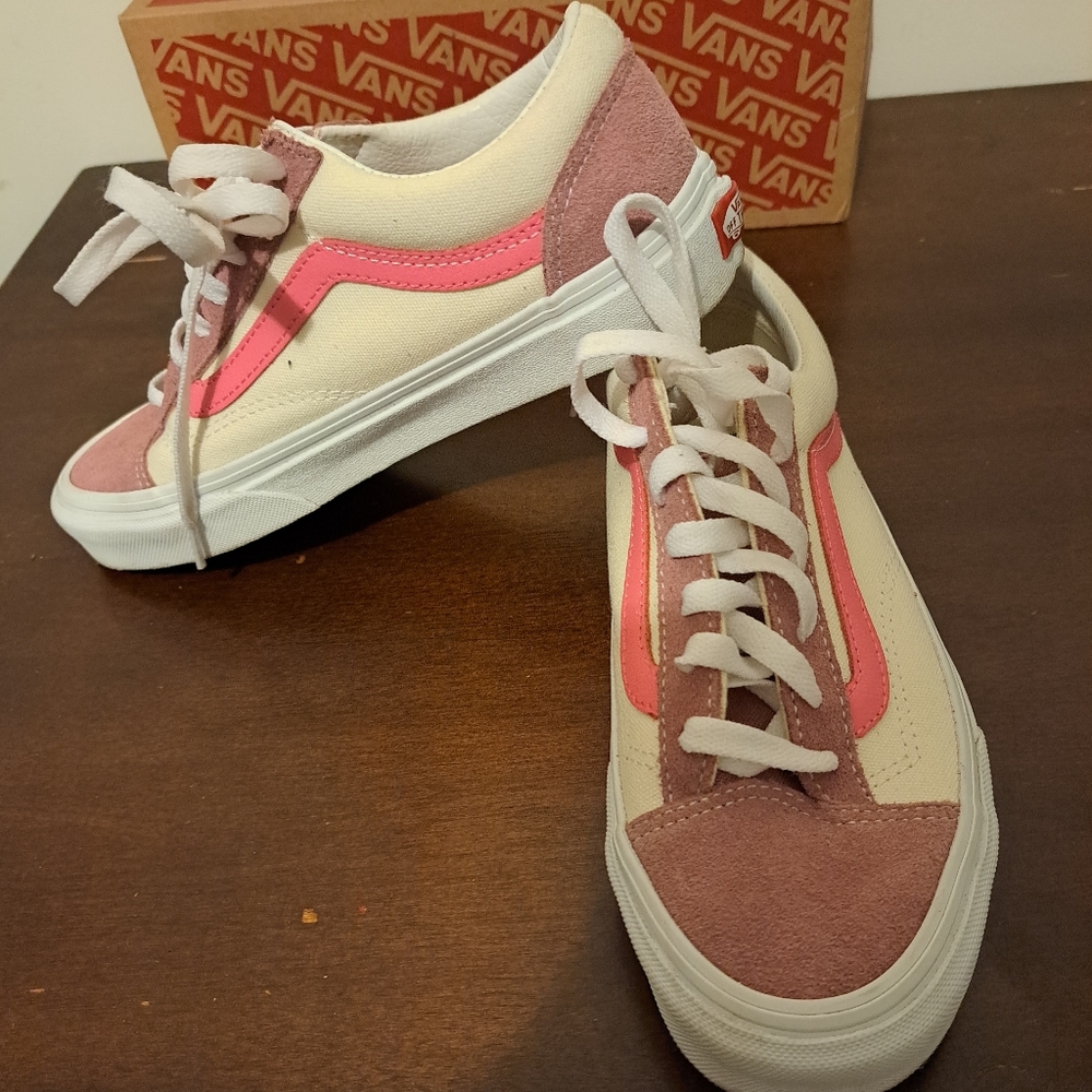 Pink and white vans
